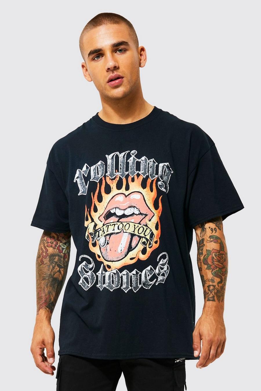 Black noir Oversized Rolling Stones License T-shirt
