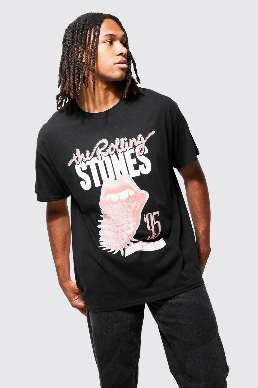 Black Oversized Rolling Stones Spike License T-shir image number 1