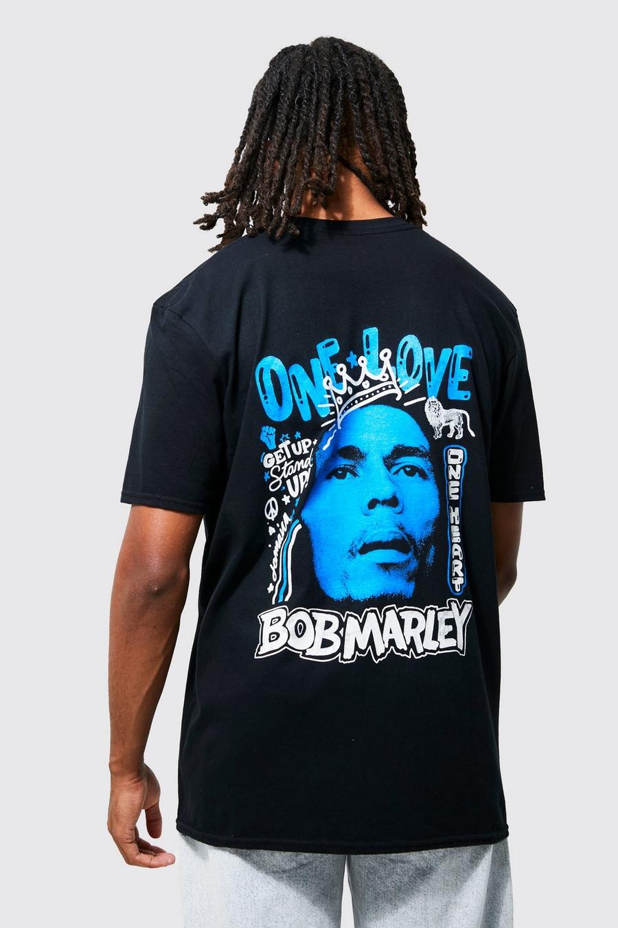 Black Oversized Bob Marley Graffiti License T-shirt image number 1