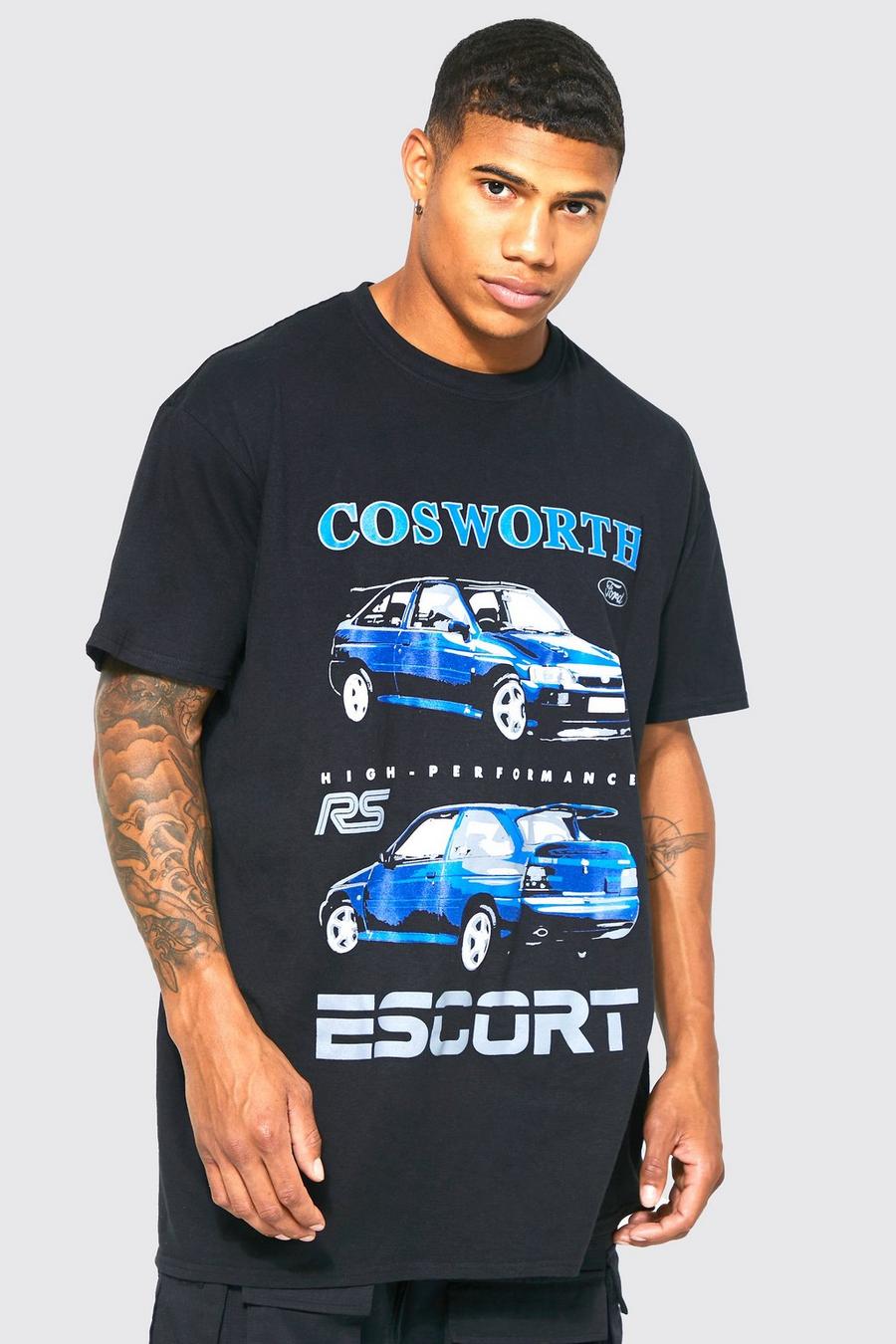 Black Oversized Ford Cosworth License T-shirt image number 1