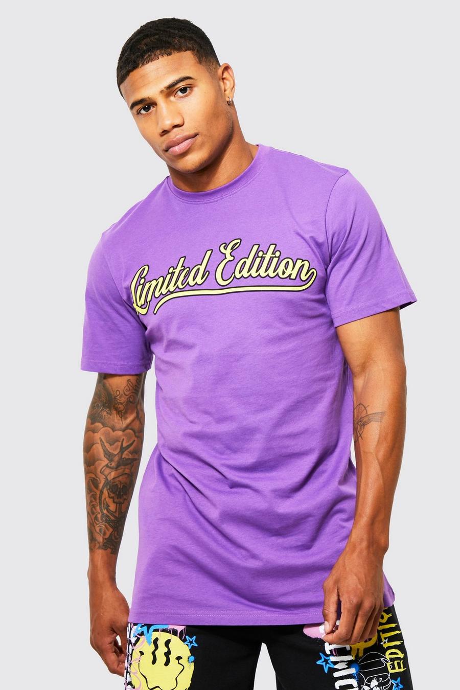 Purple Longline Varsity Graphic T-shirt image number 1