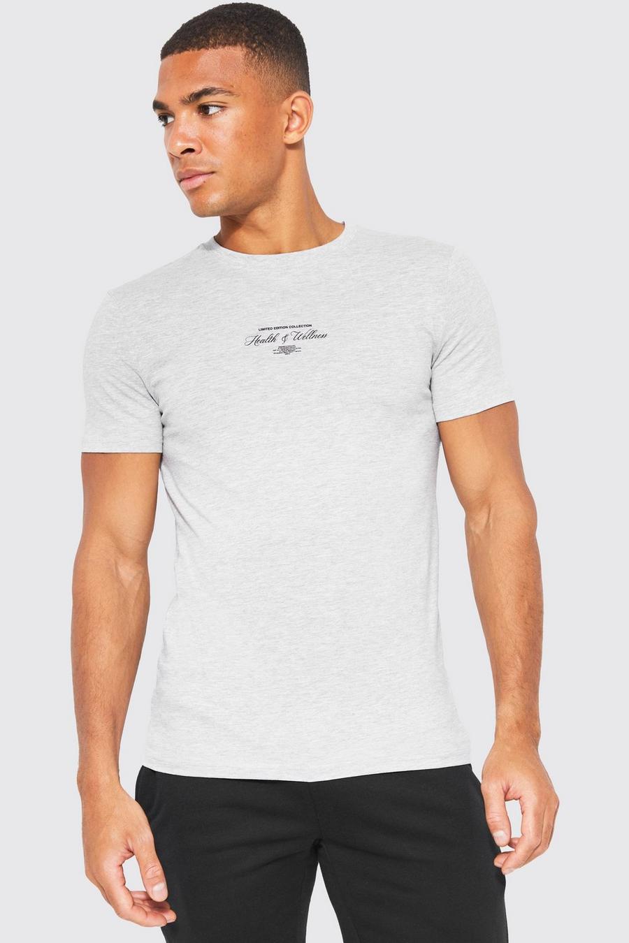Grey marl Muscle Fit Wellness T-shirt