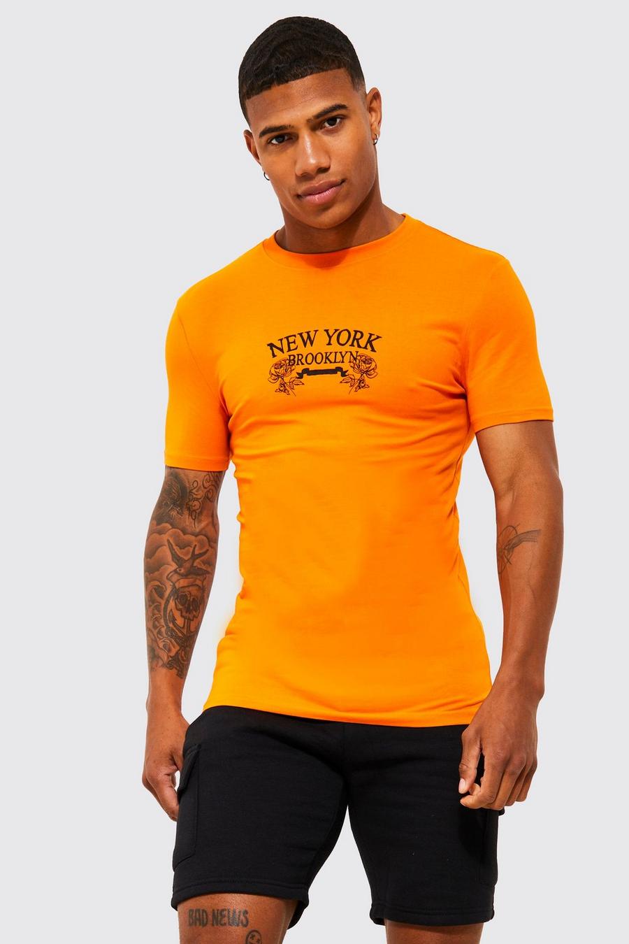 Orange Muscle Fit New York T-shirt image number 1