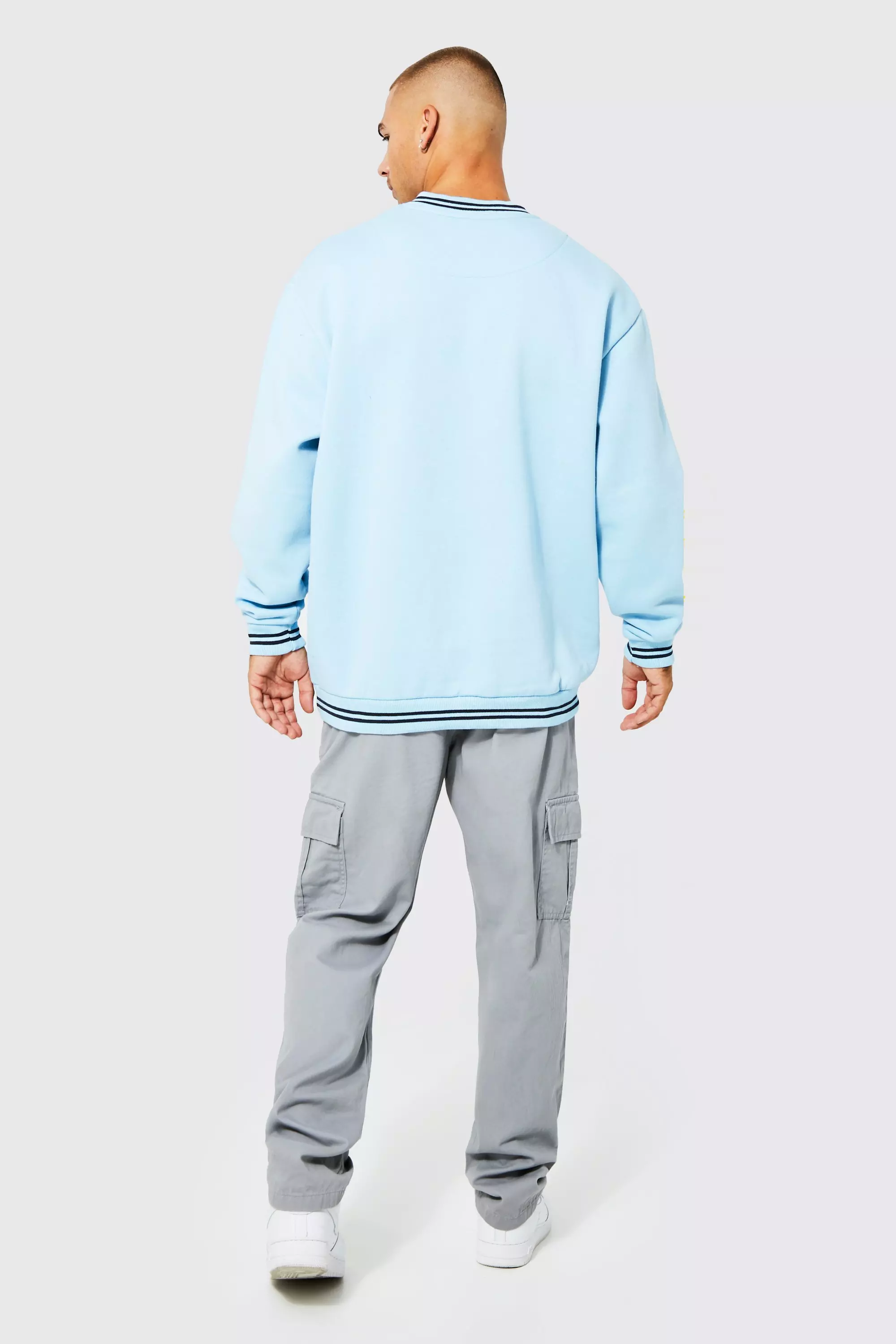 Pale blue Oversized Varsity Graphic Sweatshirt alternative image