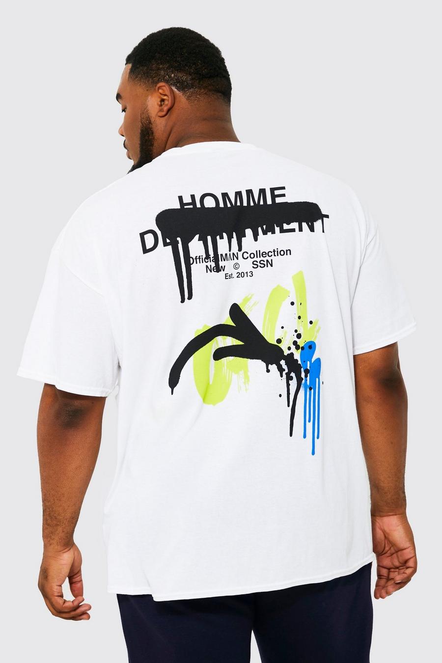 White Plus - Homme T-shirt med graffititryck image number 1