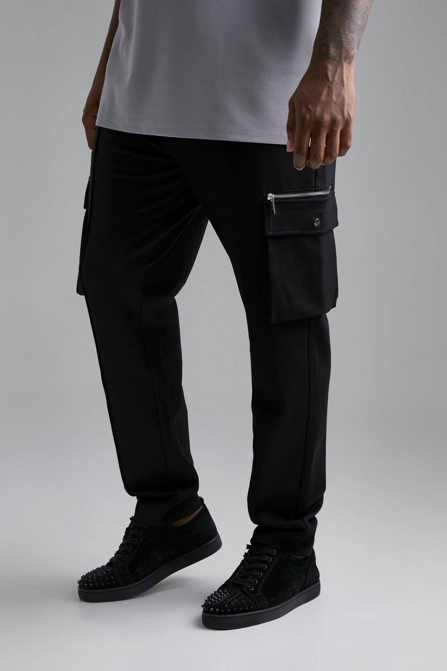 Black Plus Sim Fit Elastic Waist Luxe Cargo Pant image number 1