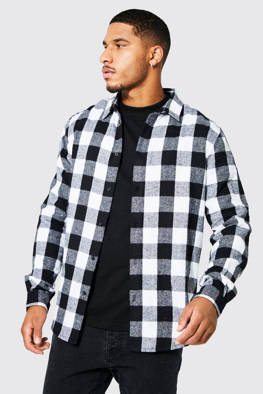 White Tall Long Sleeve Buffalo Check Shirt image number 1