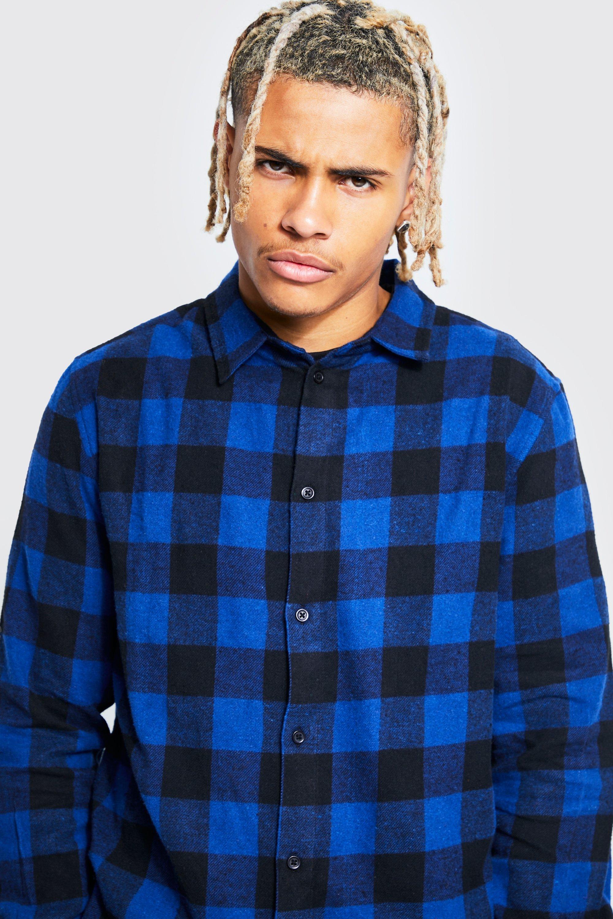 Mens blue buffalo check shirt sale