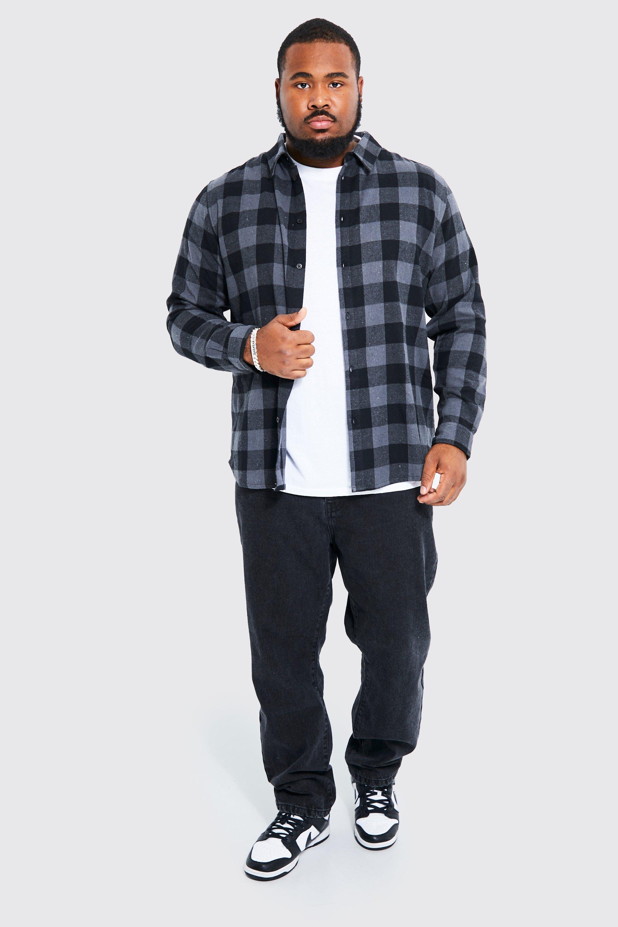 Mens black and white buffalo plaid shirt sale