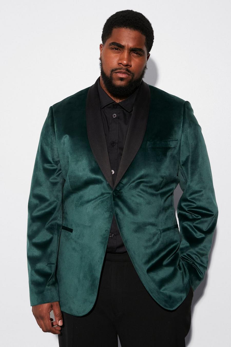 Green Velvet Suit for MenSatin Shawl Collar Jacket Lapel Single Breast Coat