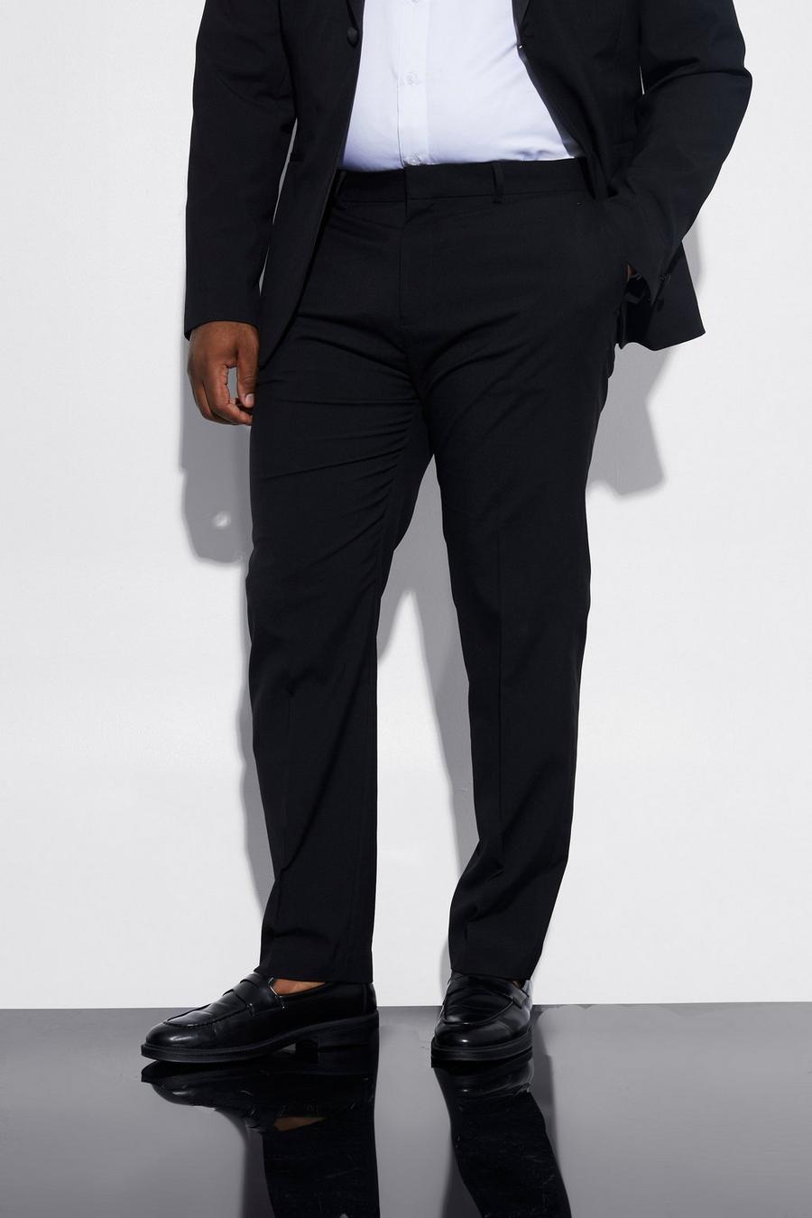 שחור black מכנסי חליפת טוקסידו סקיני, מידות גדולות image number 1