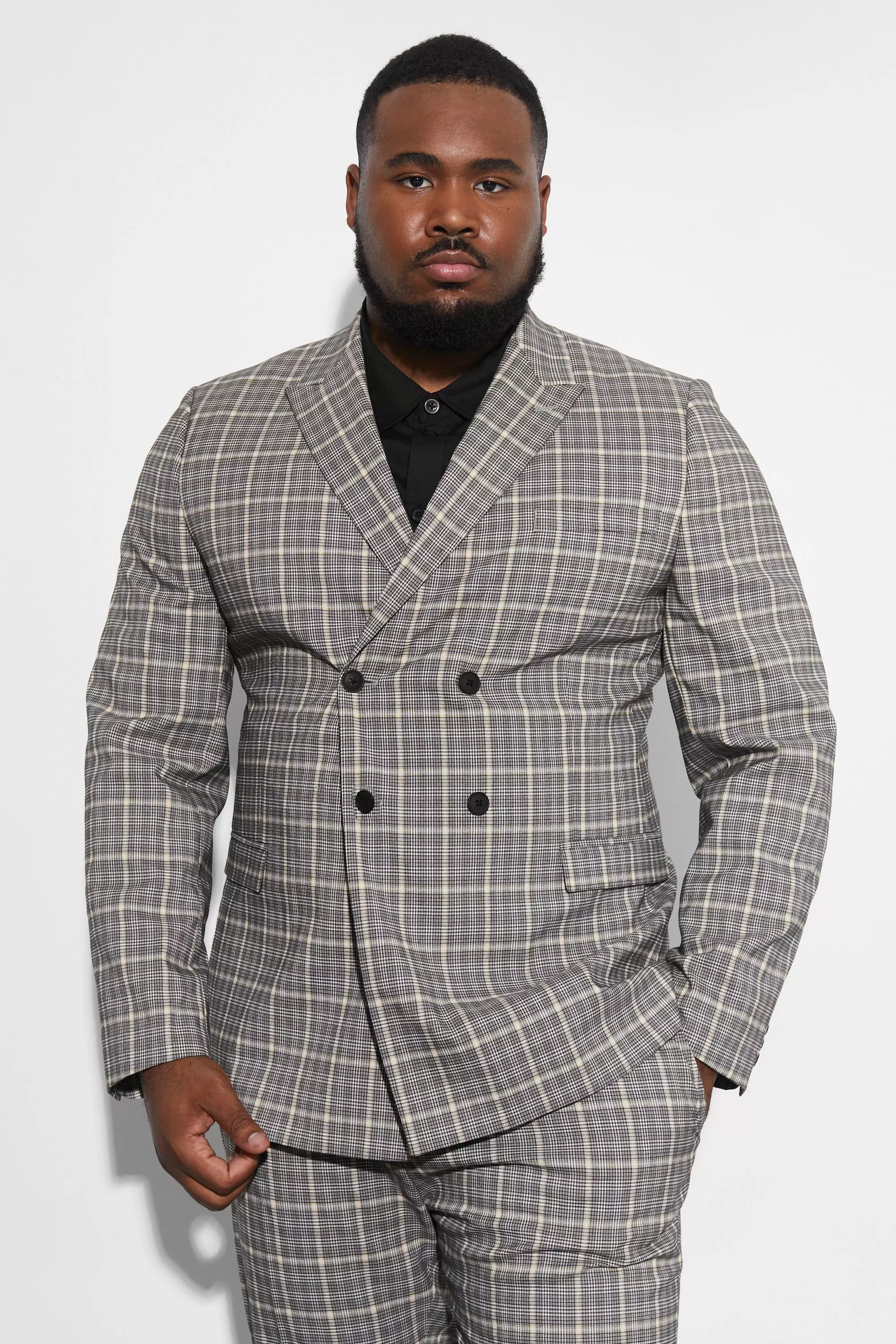 Double breasted check on sale suit