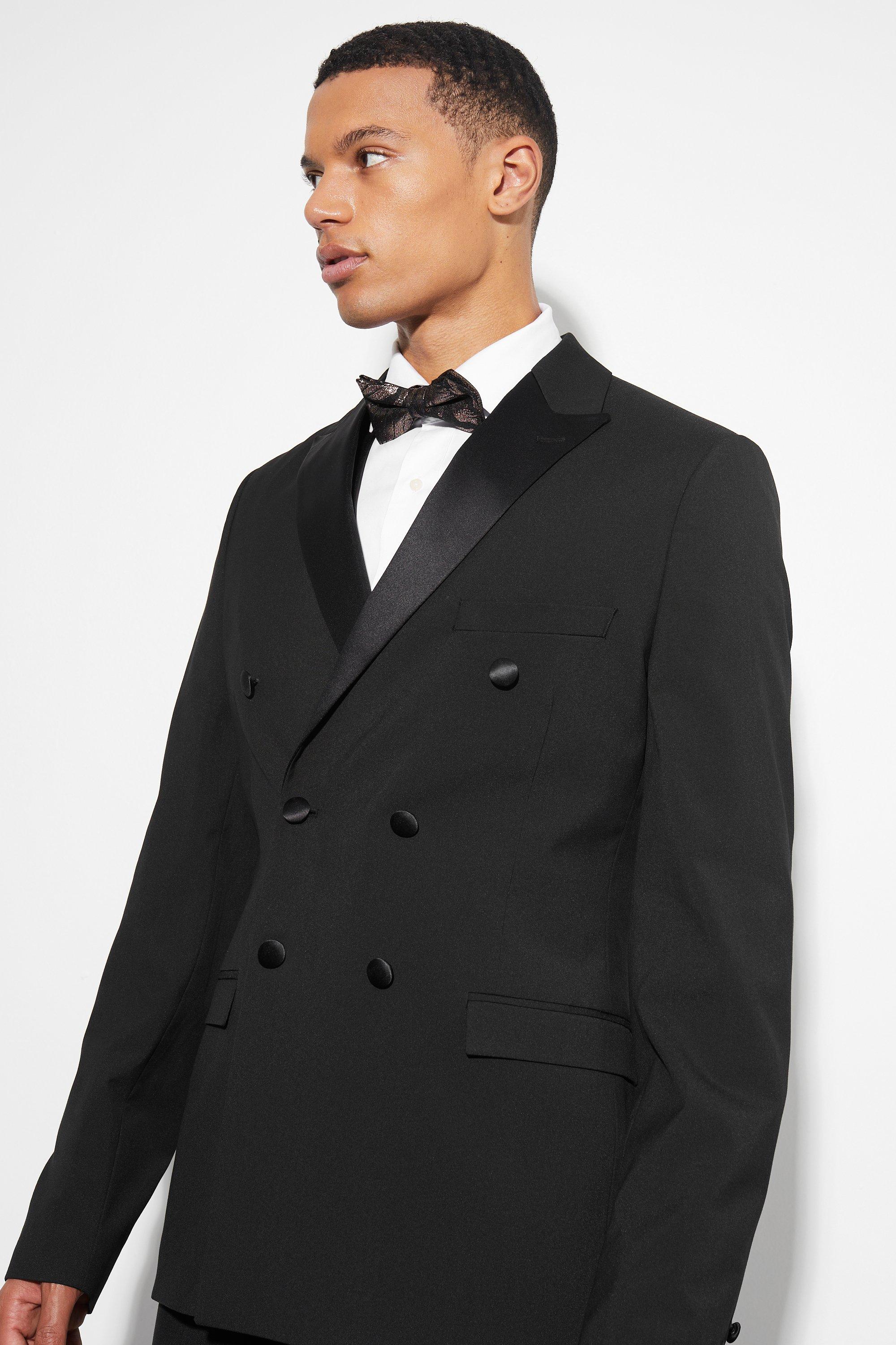 boohoo Men's Tall Double Breasted Overcoat