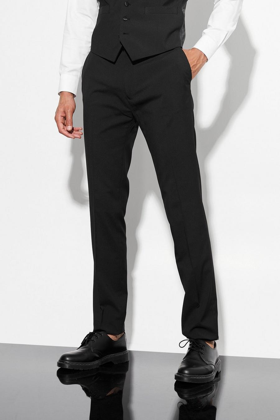 שחור nero מכנסי חליפת טוקסידו סקיני, לגברים גבוהים