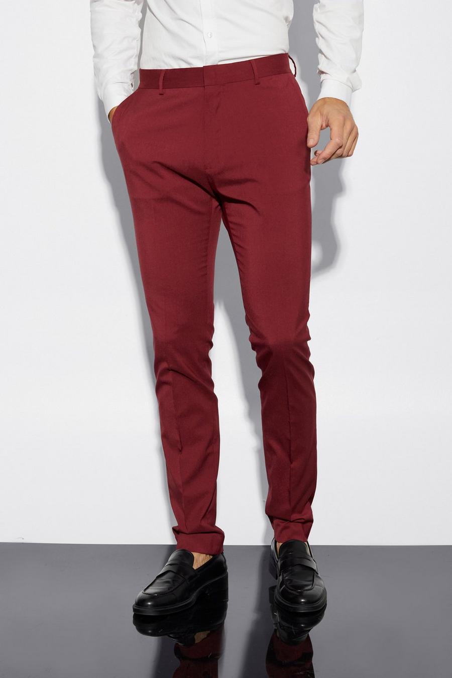 Burgundy röd Tall Skinny Tuxedo Suit Trouser