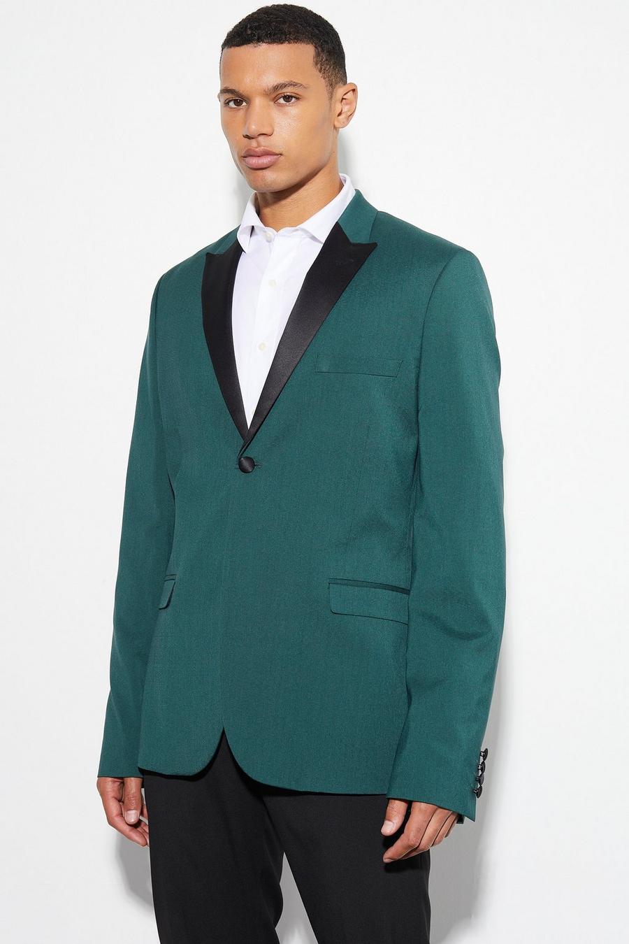 Forest green Tall Skinny Tuxedo Single Breasted Suit Jacket