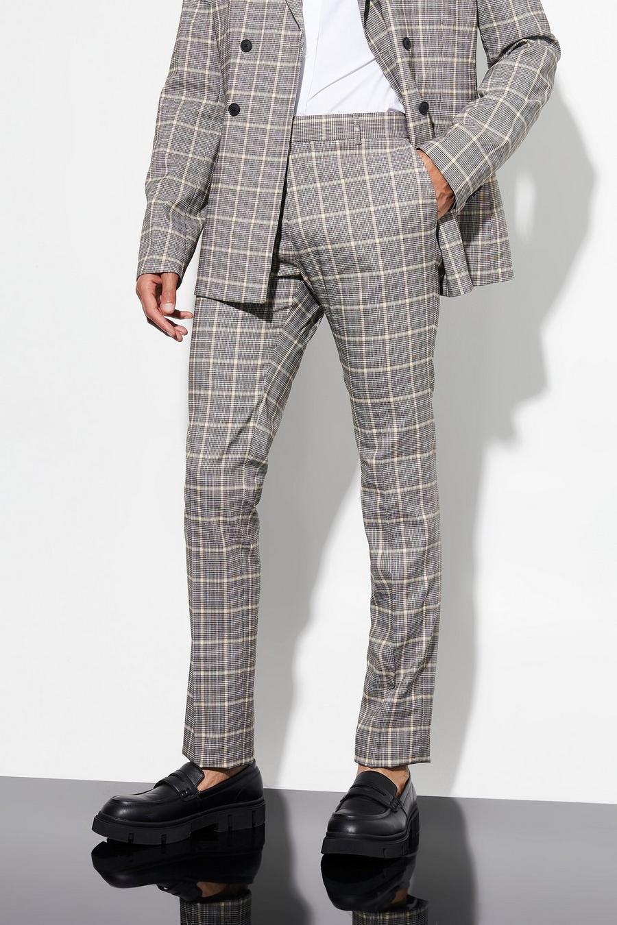 Black Tall Skinny Check Suit Trousers image number 1