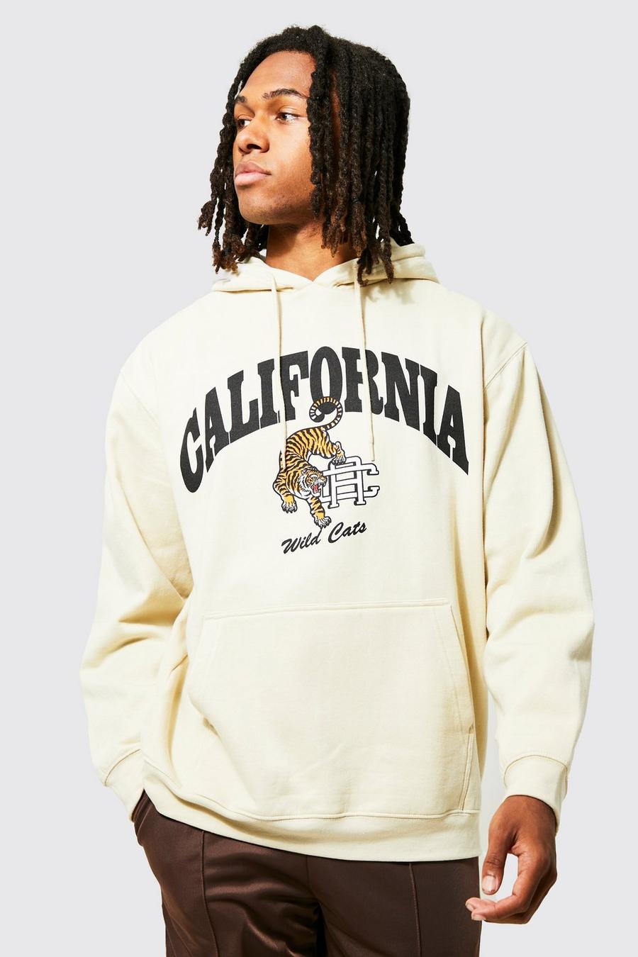 Sand beige California Oversize hoodie med tryck image number 1