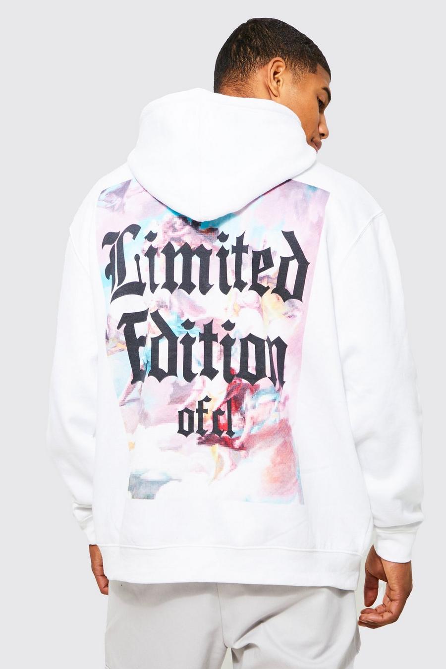 White Oversized Renaissance Graphic Hoodie image number 1