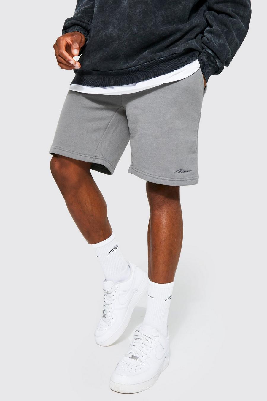 Charcoal grey Loose Fit Man Signature Jersey Shorts