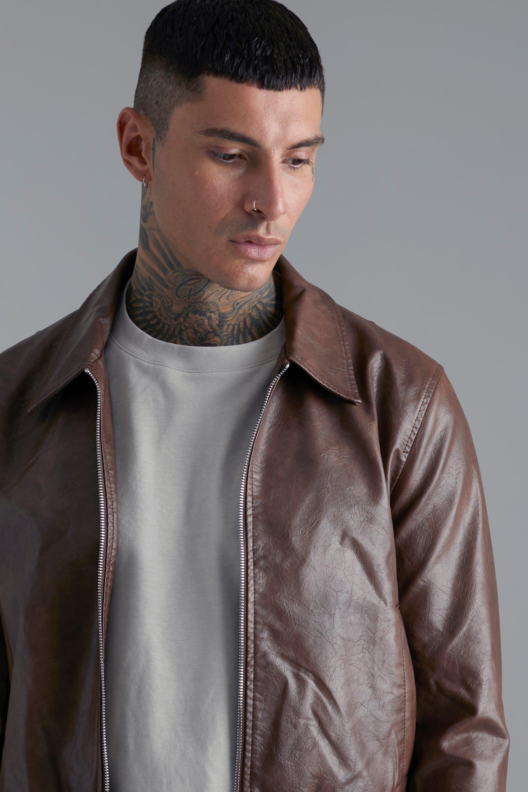 Textured-Leather Biker Jacket