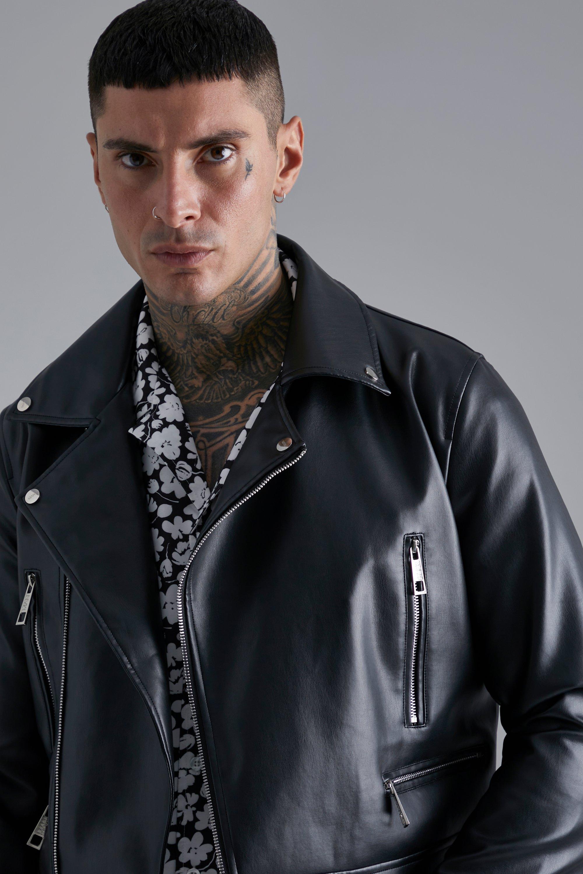 Boohoo leather shop jacket mens