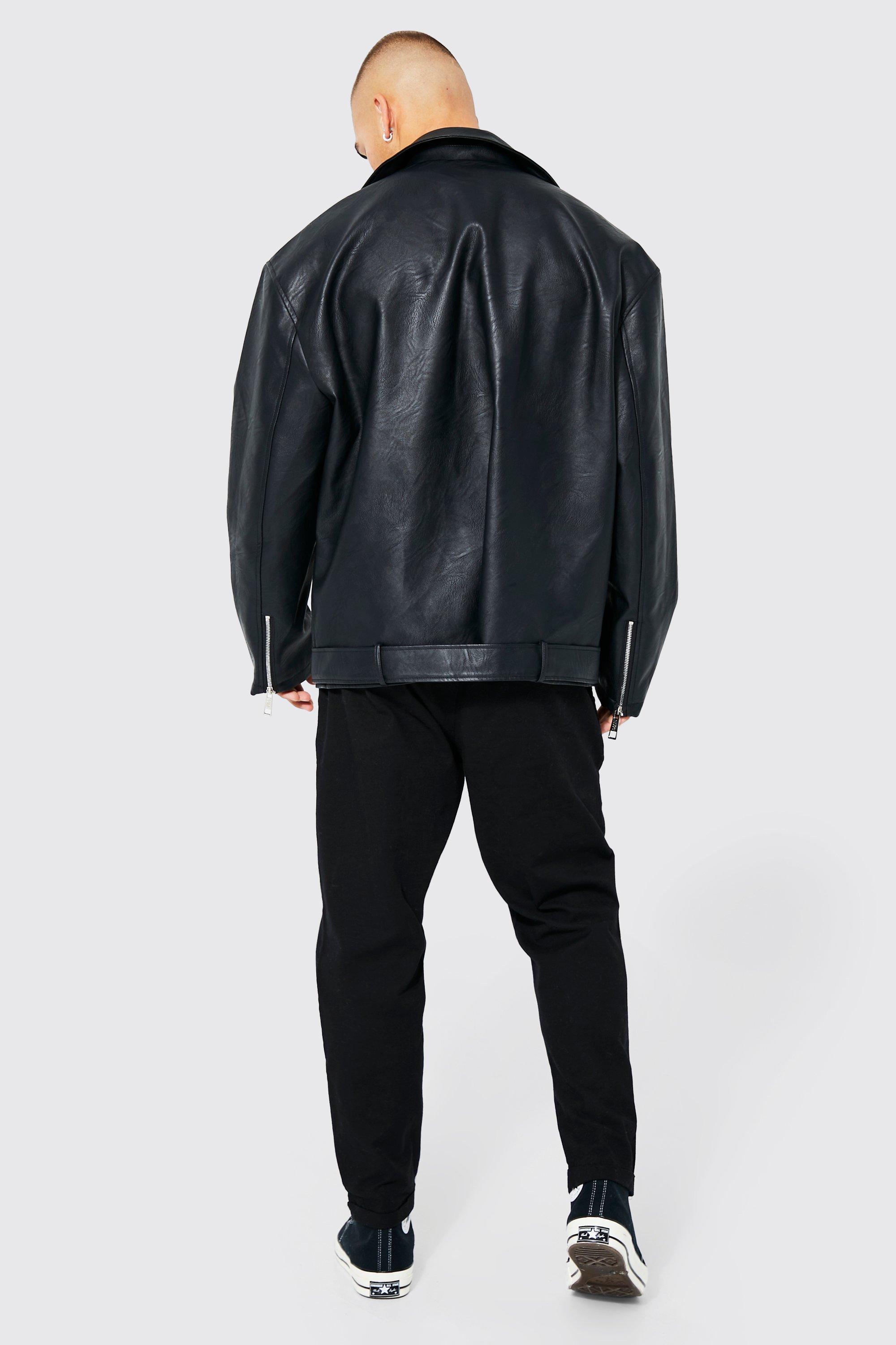 Boohoo leather hot sale jacket mens