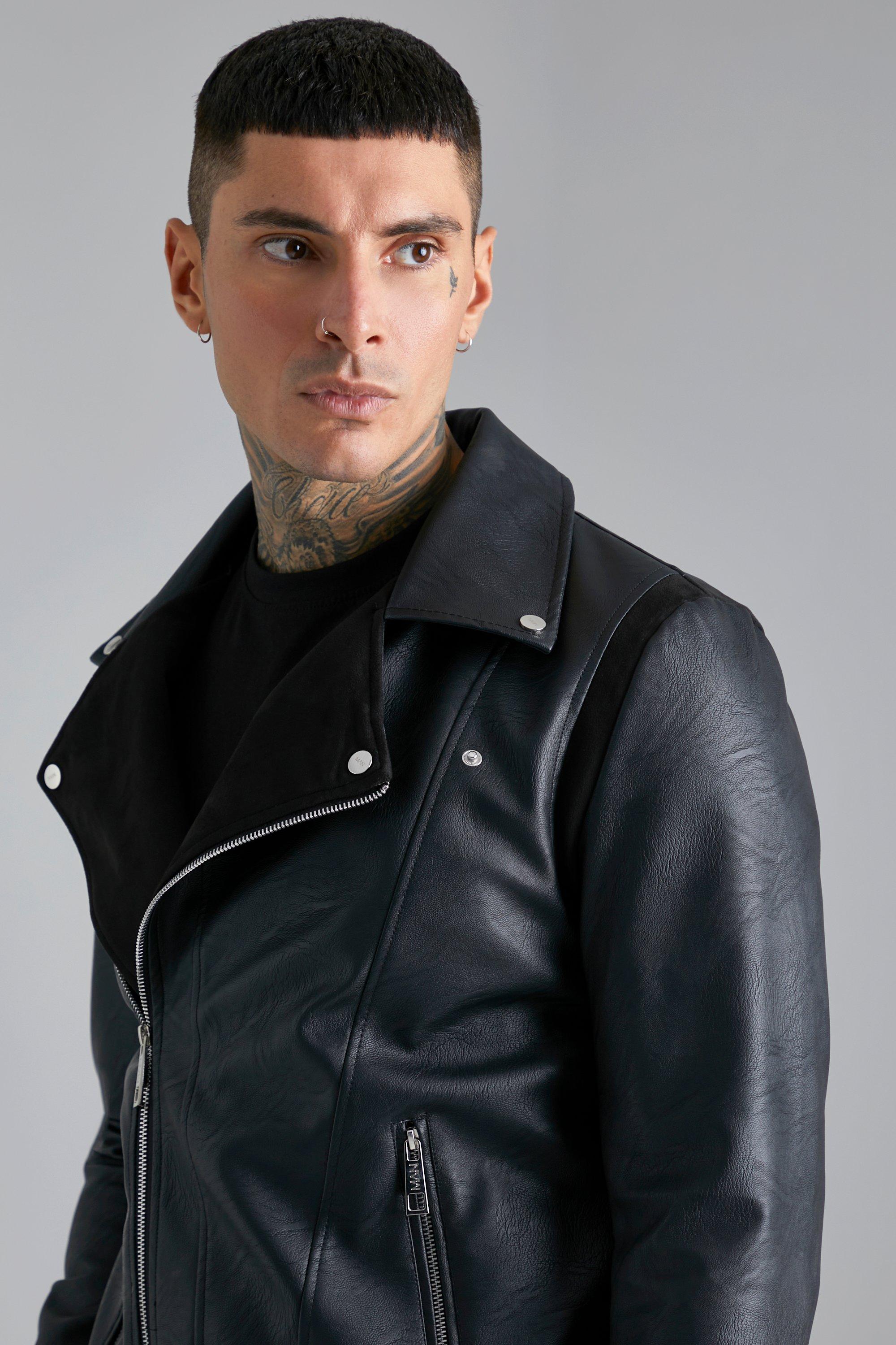 Boohoo leather jacket clearance mens