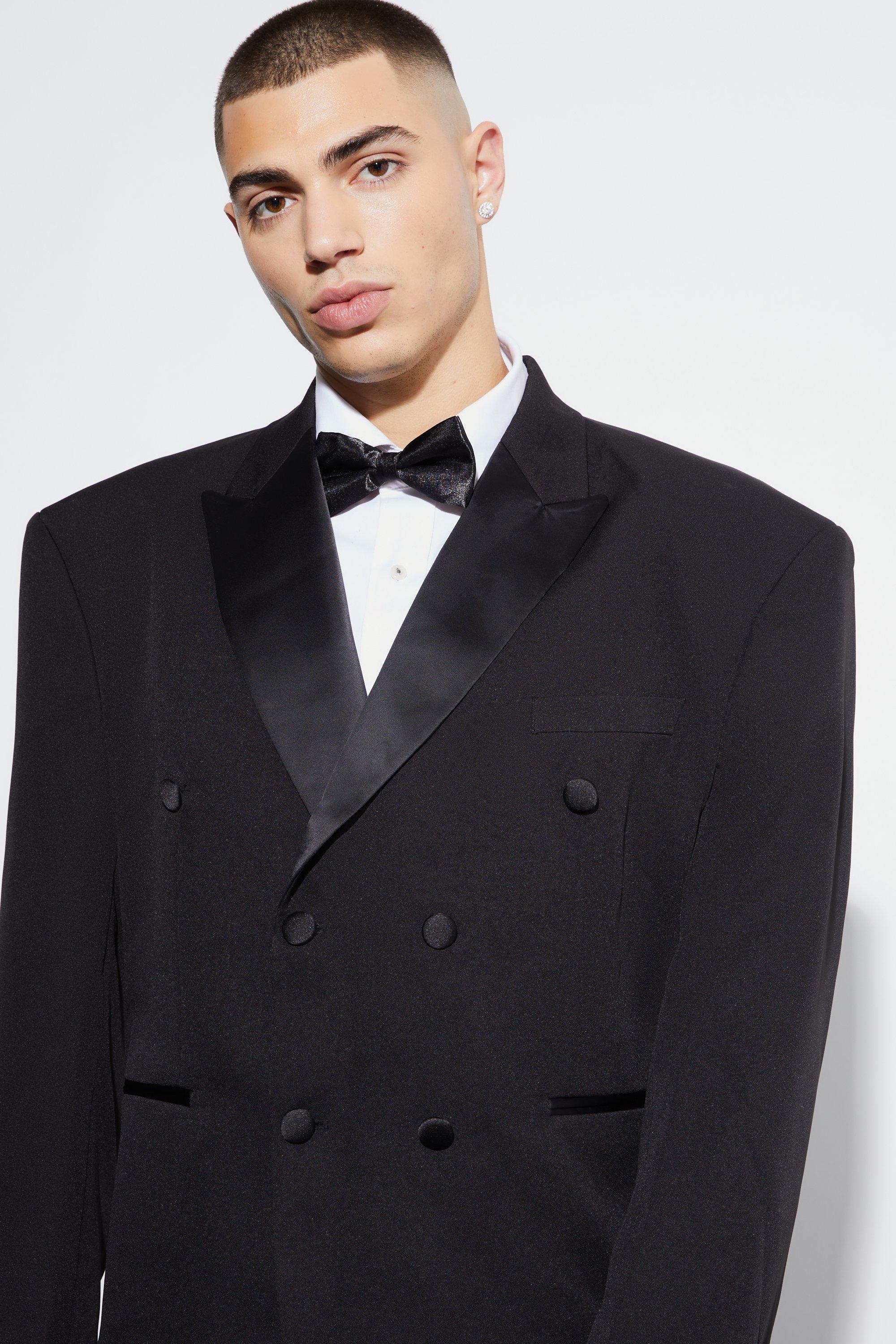 Boxy Double Breasted Tuxedo Suit Jacket