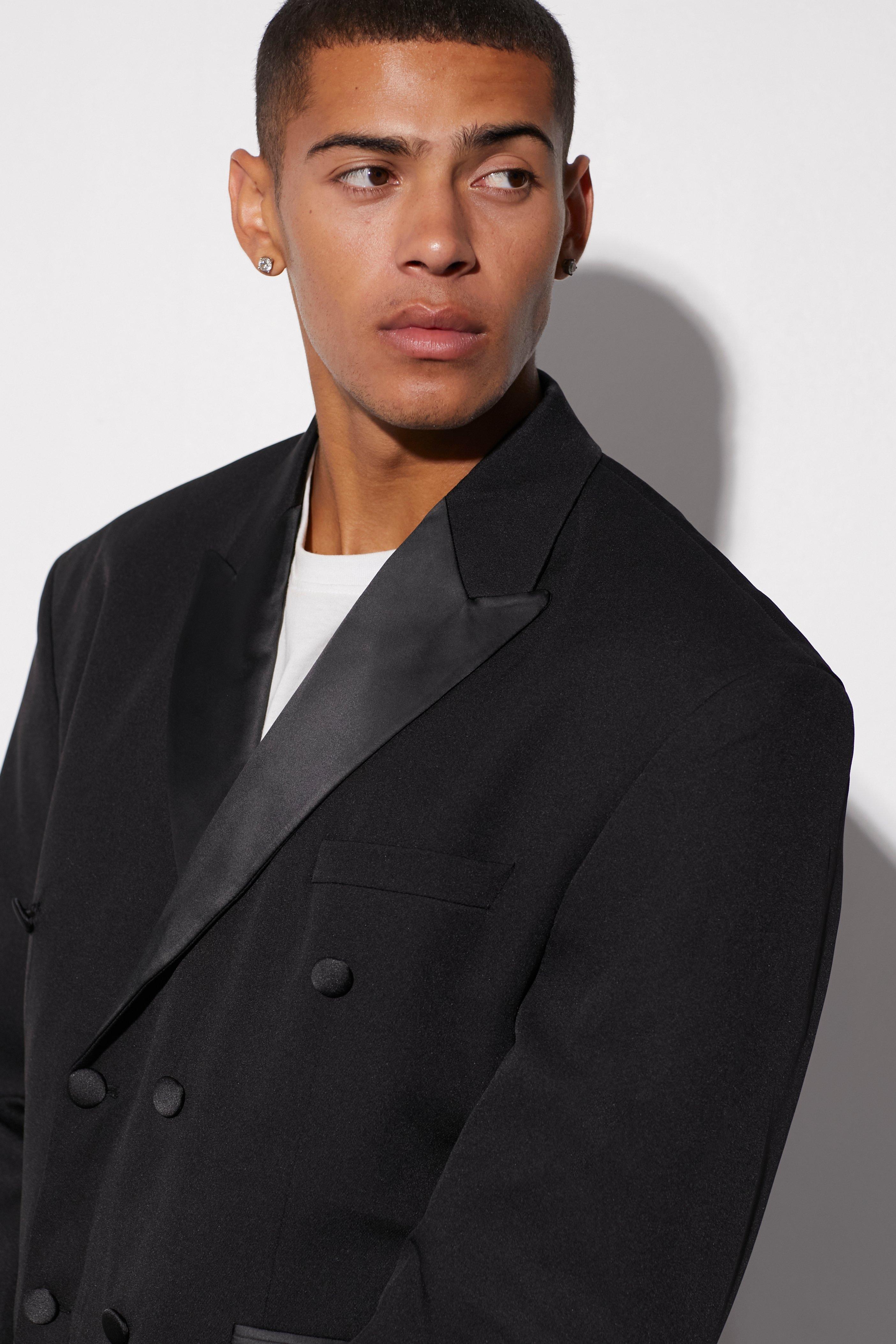 Boxy Double Breasted Tuxedo Suit Jacket