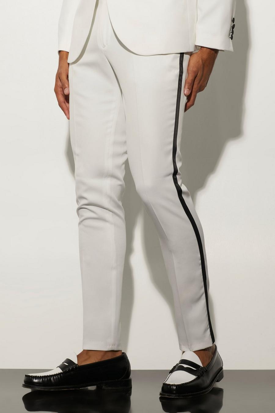 White Skinny Tuxedo Suit Trouser image number 1