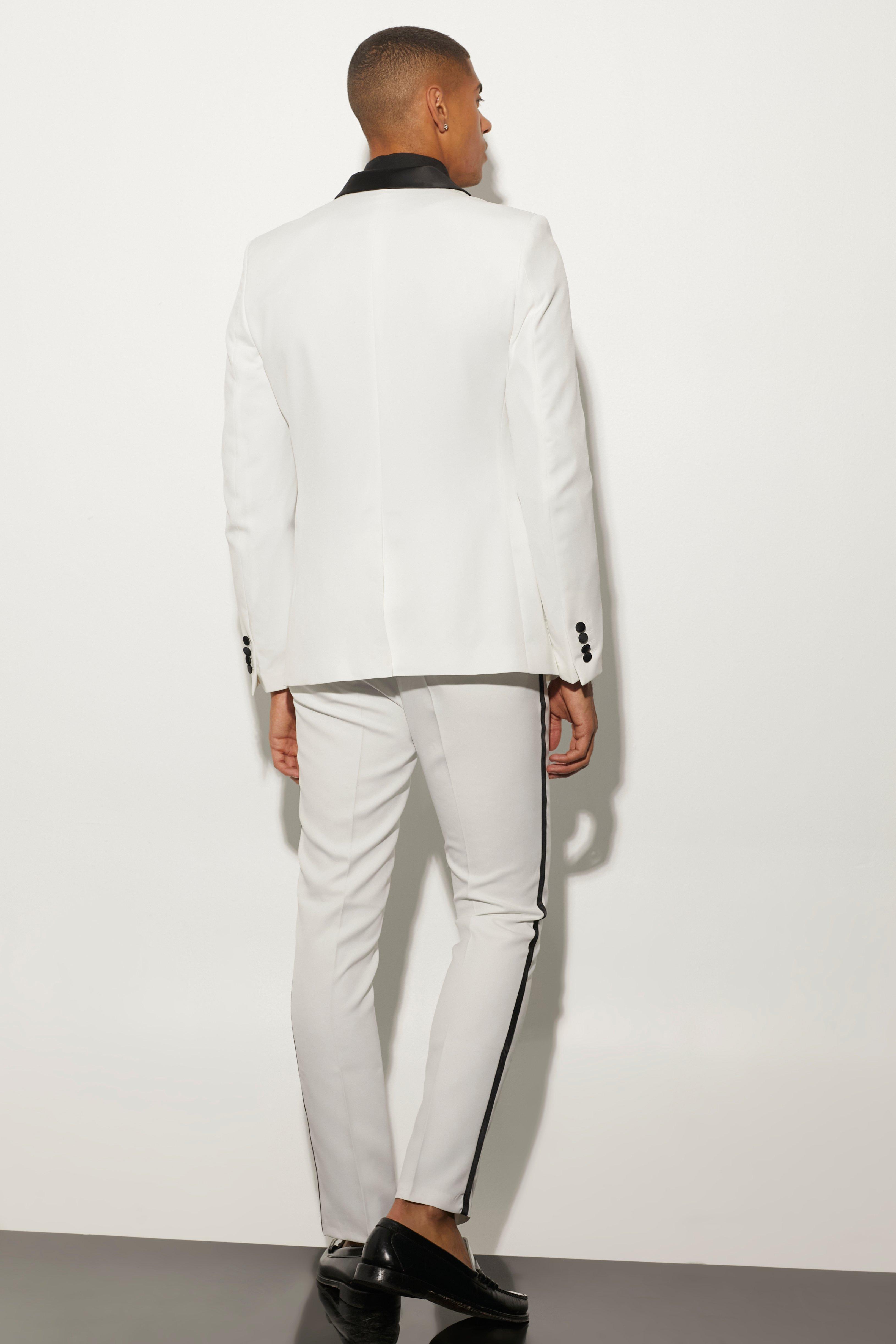 White skinny tuxedo store pants