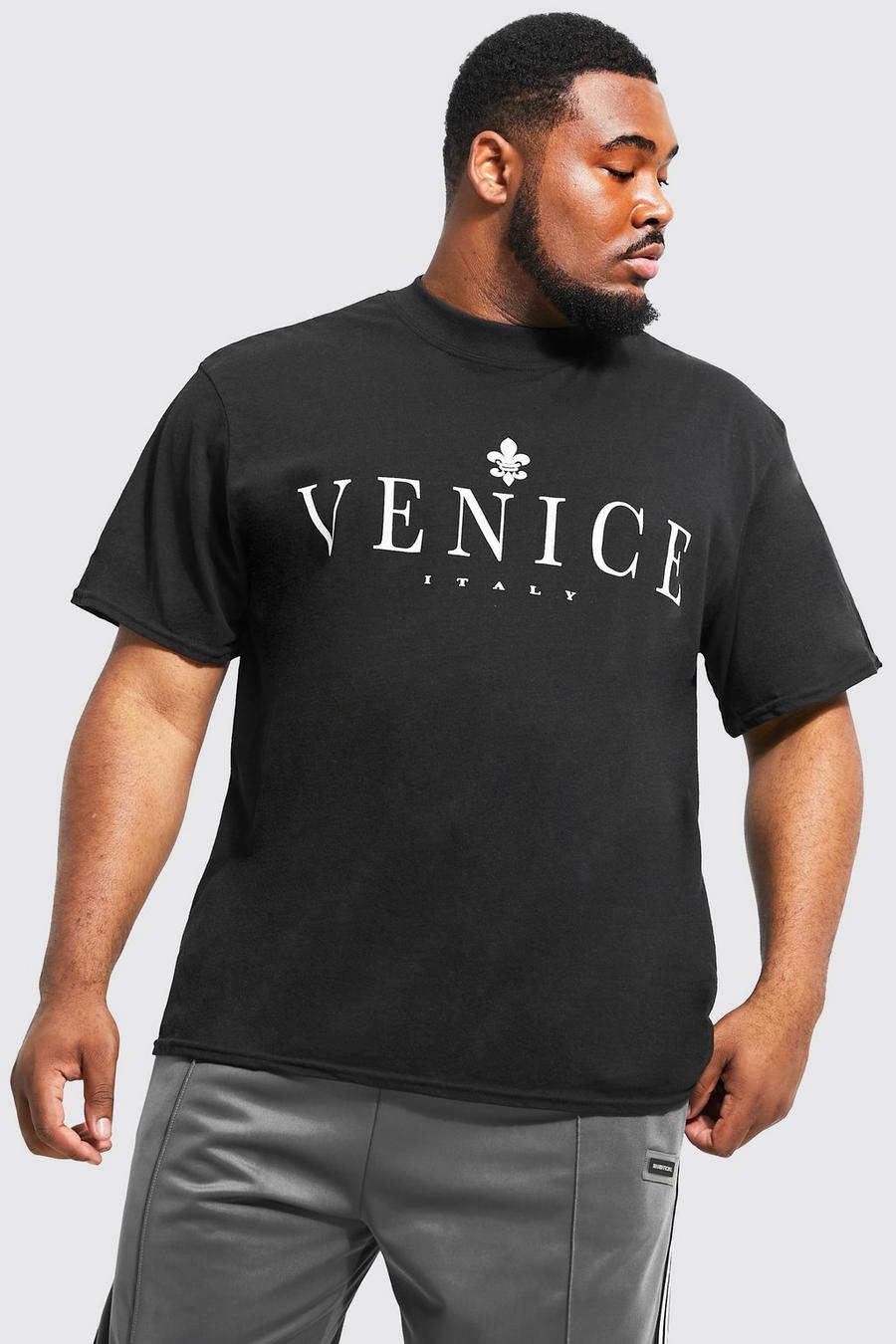 Black Plus Oversized Extended Neck Venice T-shirt image number 1
