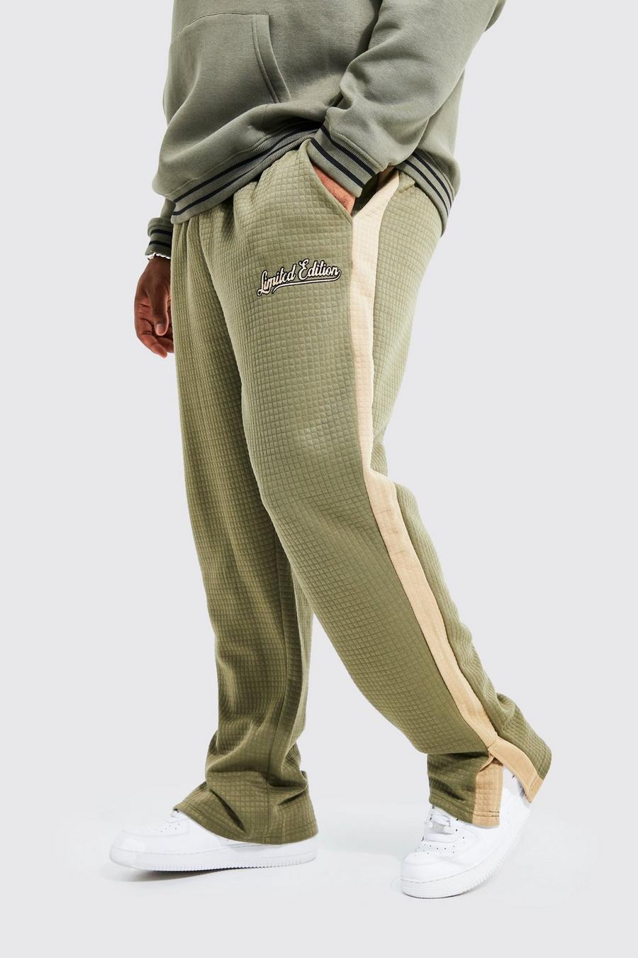 Pantalón deportivo Plus oversize acolchado con abertura en el bajo, Khaki kaki