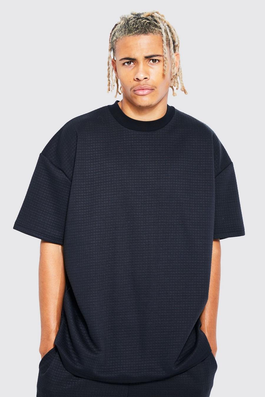 Dark grey Tall Quilted Oversized Extended Neck T Shirt