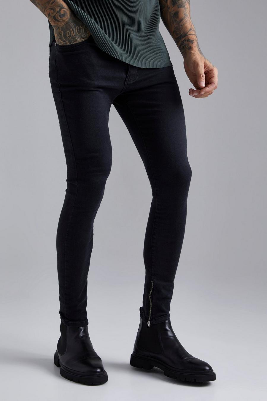 Washed black Super Skinny Zip Cuff Jeans image number 1