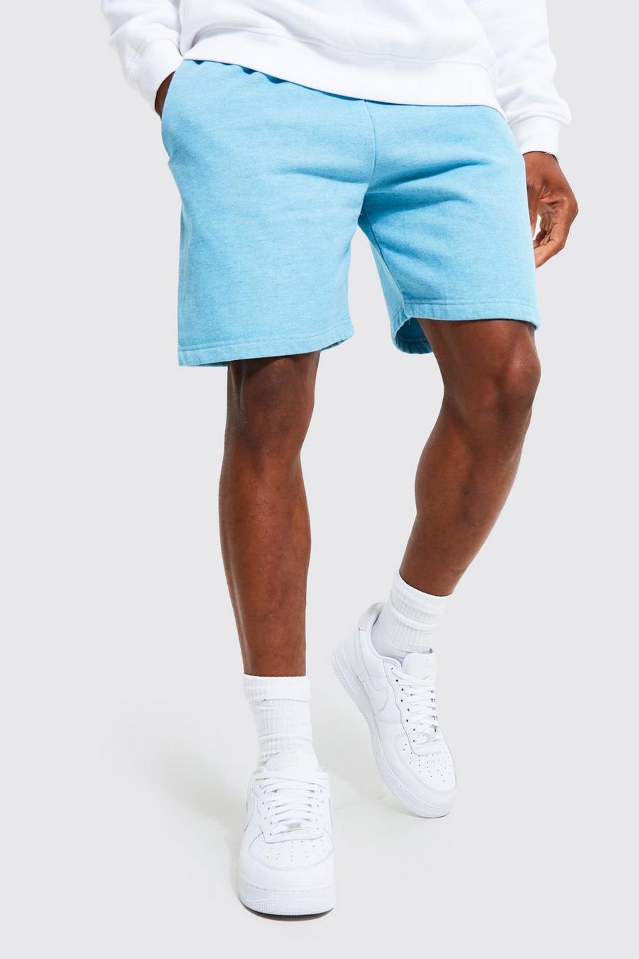 Pantaloncini medi sovratinti con firma Man, Light blue image number 1