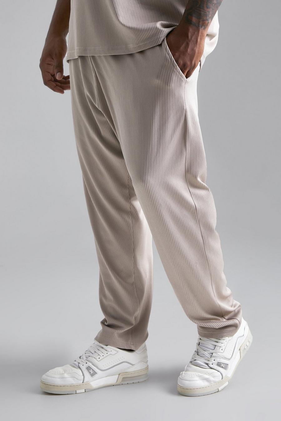 Pantalón deportivo Plus plisado ajustado, Taupe beis