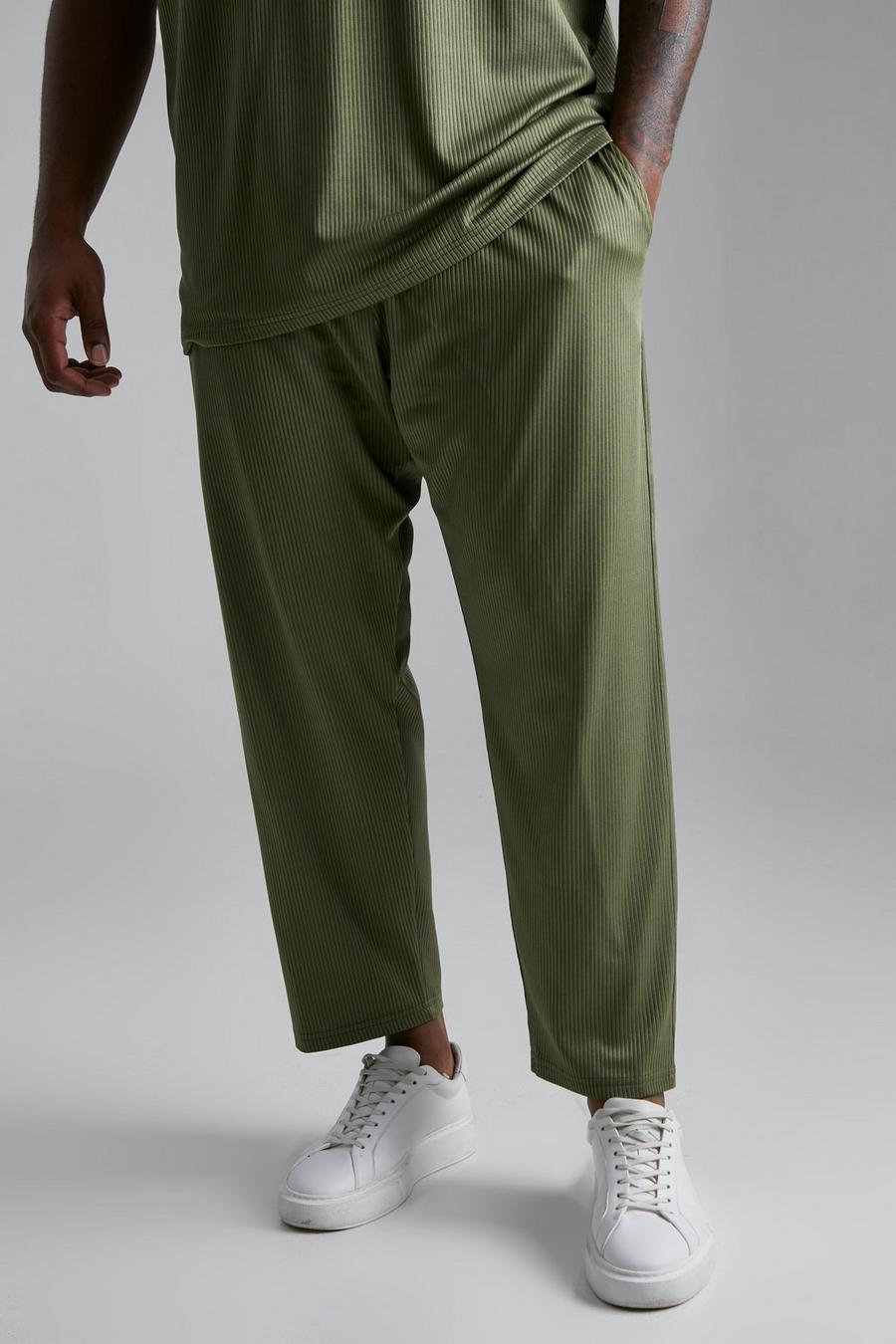 Olive vert Plus Tapered Fit Pleated Jogger