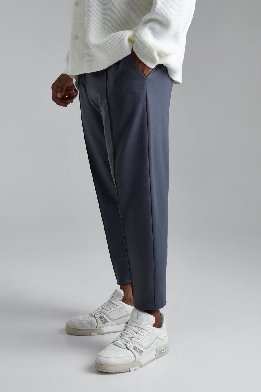 Dark grey gris Plus Cropped Tapered Fit Pintuck Jogger