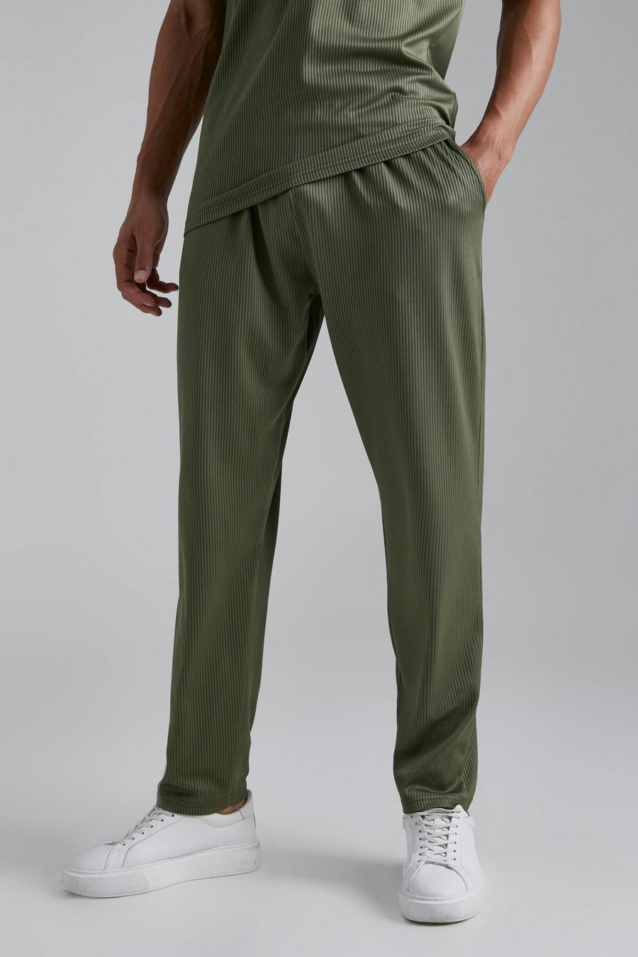 Olive Tall Plisserade tapered byxor image number 1