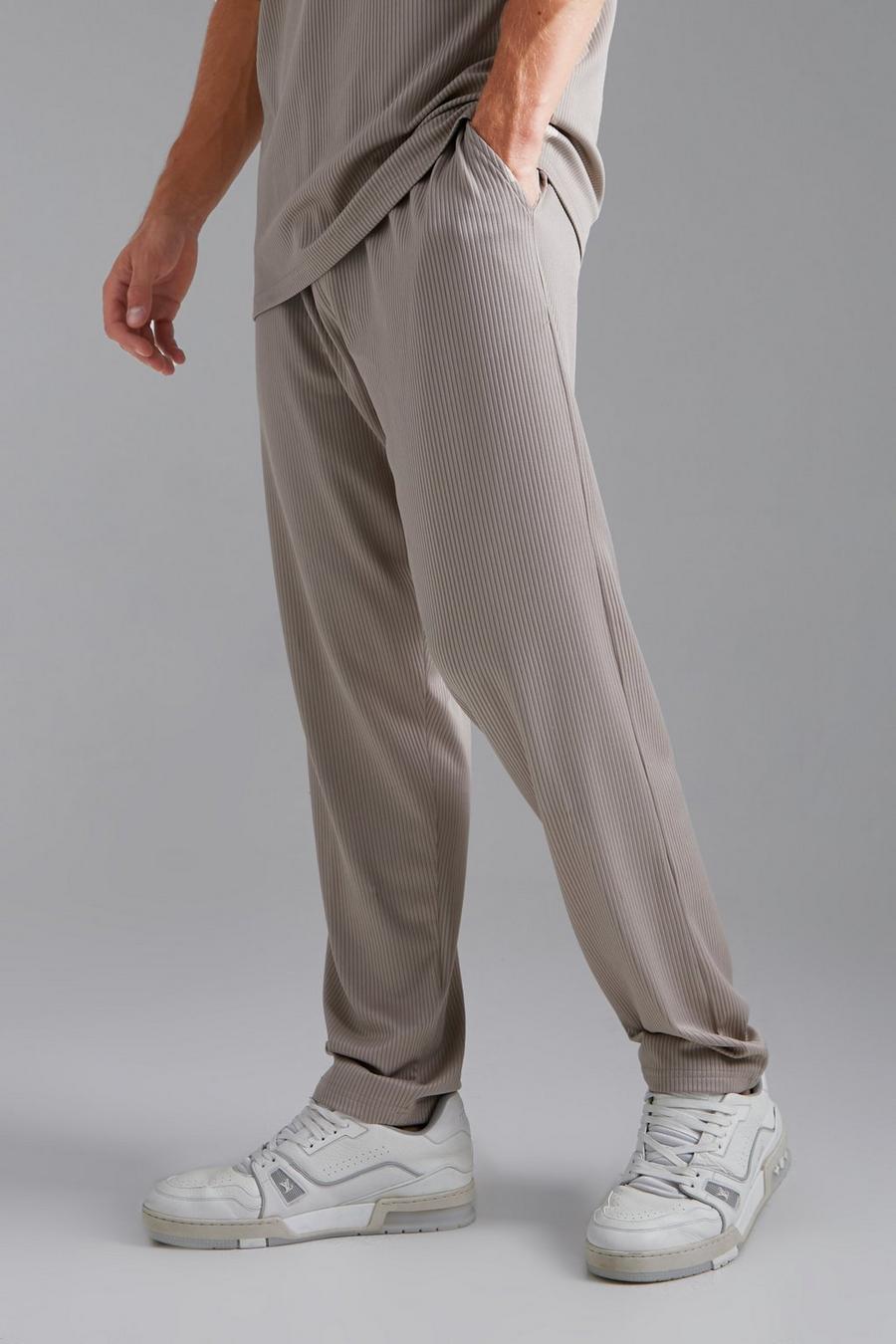 Taupe Tall Plisserade tapered byxor image number 1