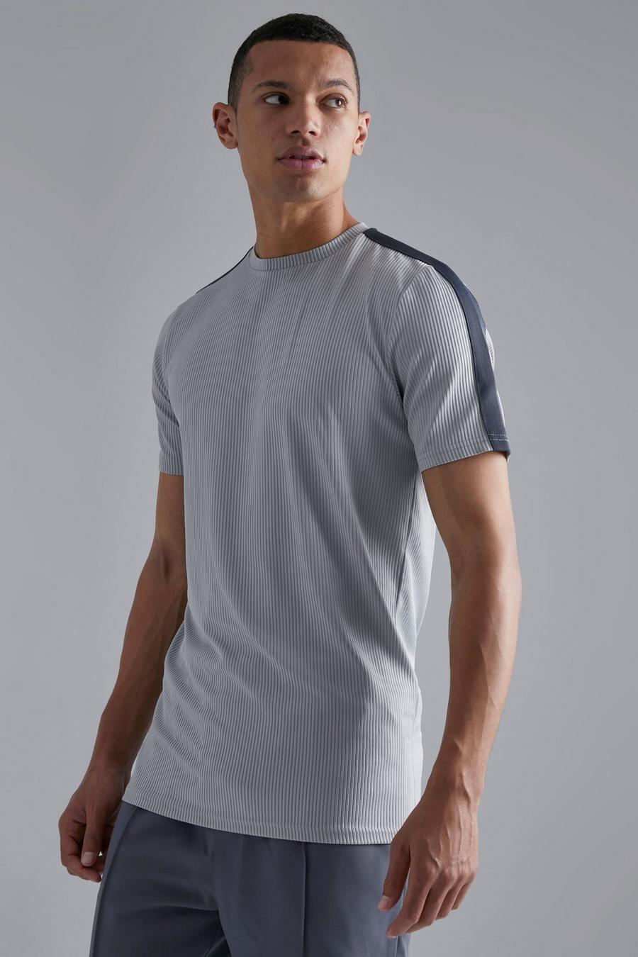 Grey Tall T-shirt i slim fit med kantband image number 1
