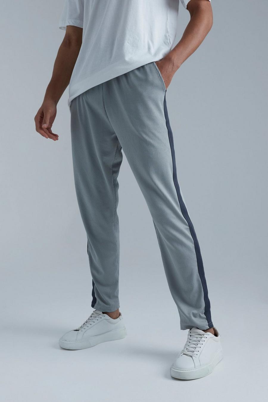 Pantalón deportivo Tall pesquero plisado ajustado con cinta, Grey gris