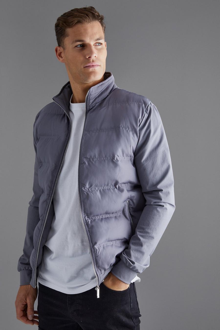 Grey Tall Slim Fit Lightweight Puffer Jacket image number 1