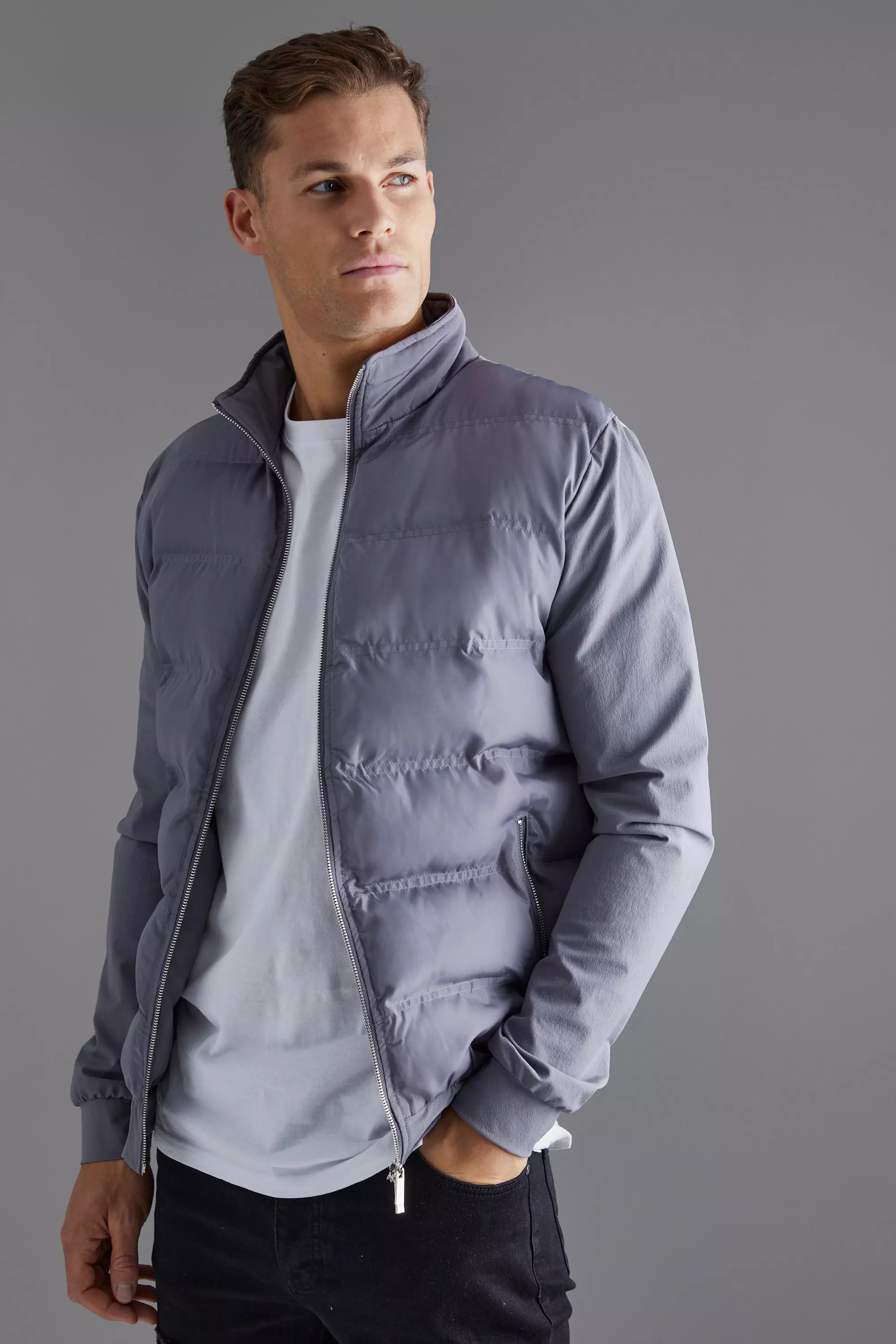 Slim fit cheap puffer jacket mens