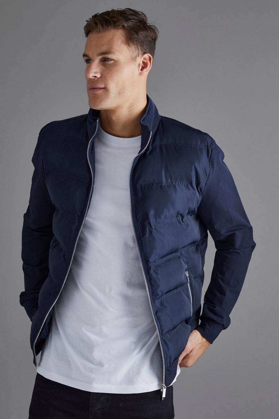 Navy Tall Slim Fit Lightweight Puffer Jacket image number 1