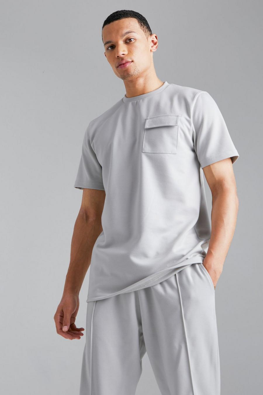 Grey gris Tall Slim Fit T-Shirt En Toelopende Joggingbroek Set