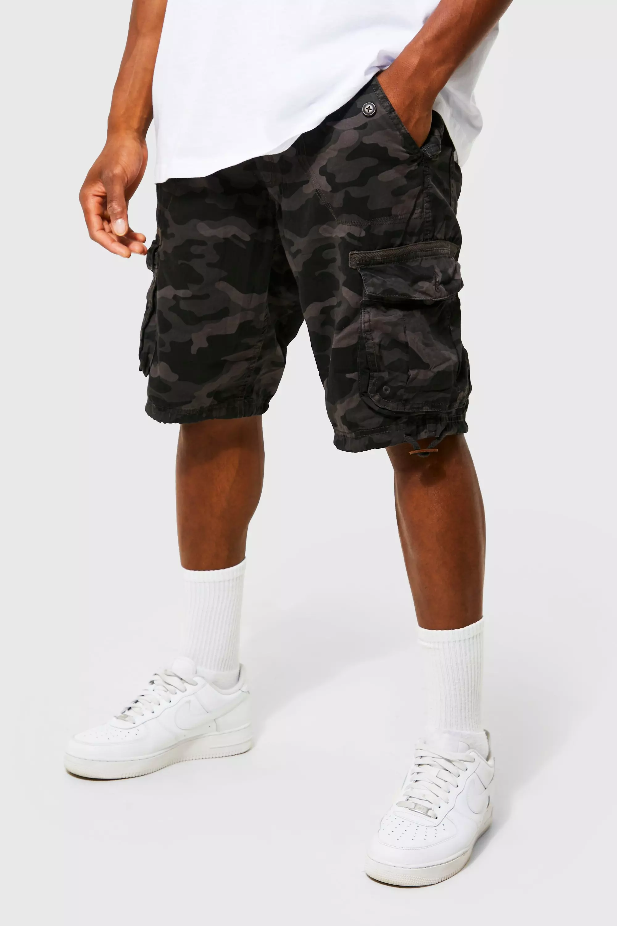 Mens black camo hot sale cargo shorts