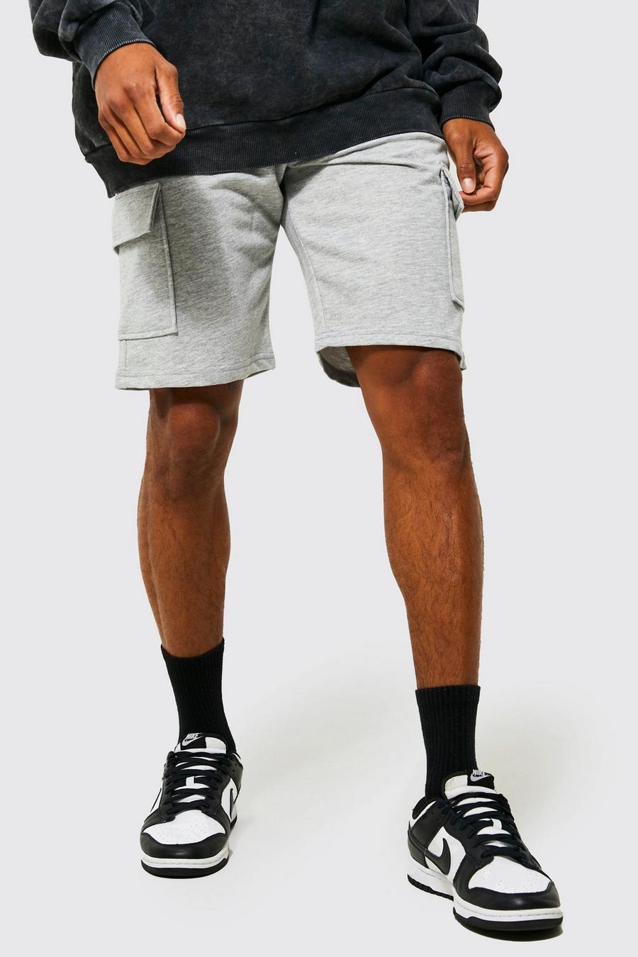 Pantalón corto cargo de tela jersey básico, Grey marl image number 1